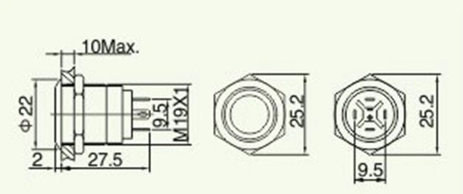 19mm belichtete Momentanring LED des drucktastenschalter-Platten-Berg-12V 24V