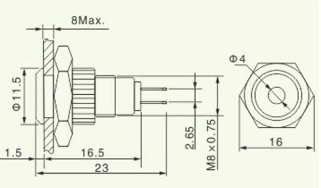 Indikatoren der Platten-24V des Berg-LED, 8mm Platten-Anzeigelampen-Punkt-Symbol LED